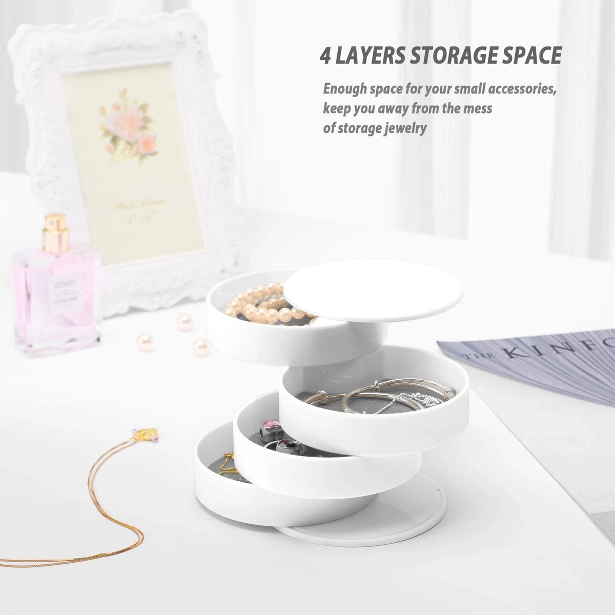 Jewelry Organizer Box for Small Accessories (3.94x3.94x4.8 inches)