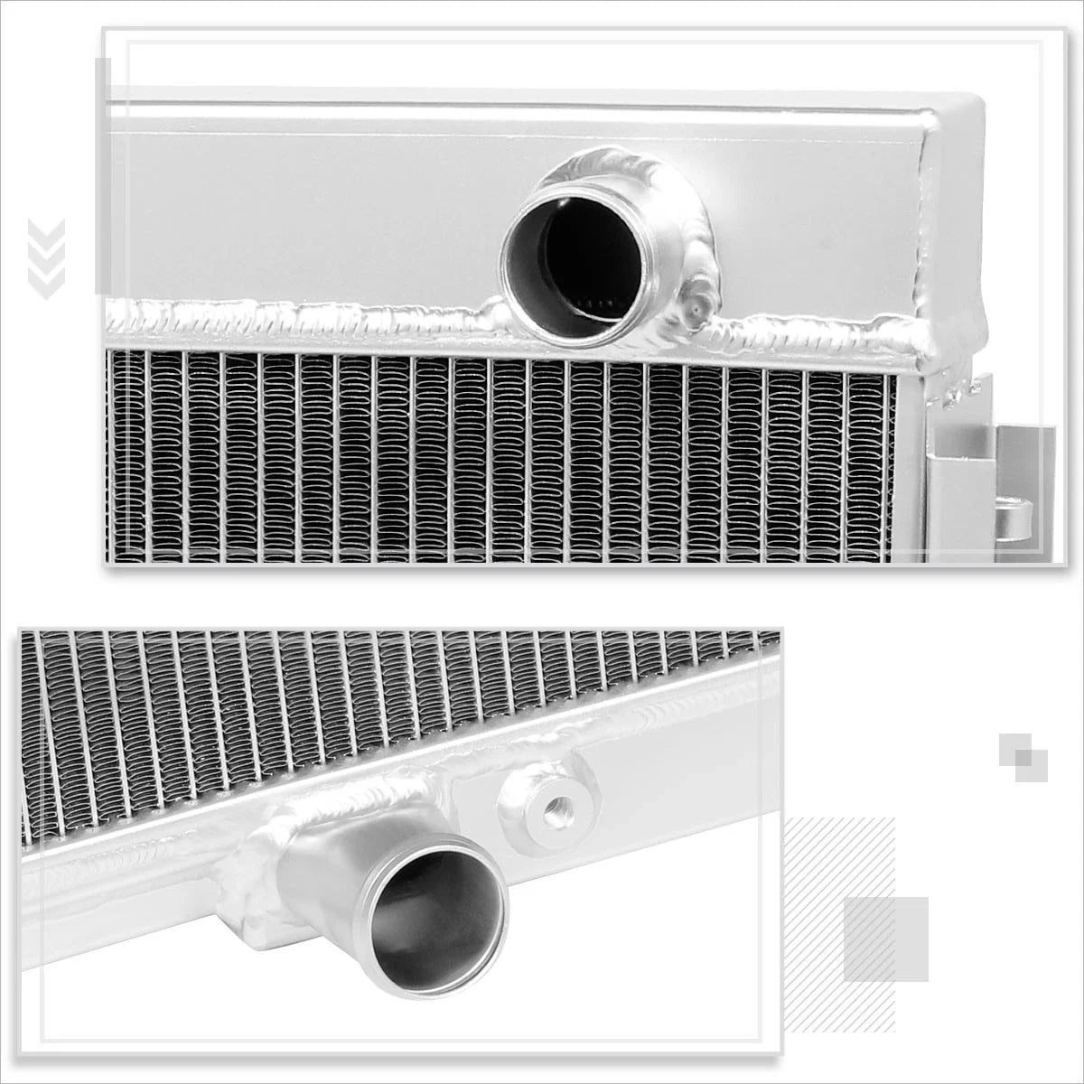 3-Row Aluminum Racing Radiator for Ford Mustang/Fairlane/Ranchero V8 (1967–1970)