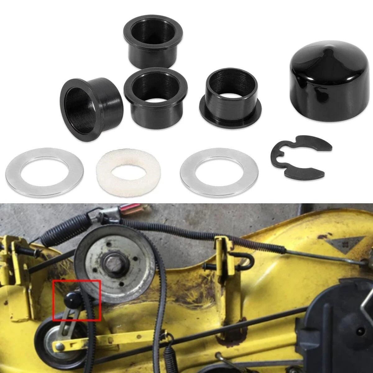 Double Idler Arm Bushing Seal Cap & Hardware Rebuild Accessory for