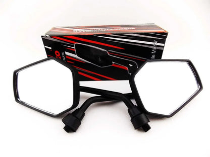 Black Red Hex Soko Mirrors for Kawasaki EN400 Vulcan (1986-2004)