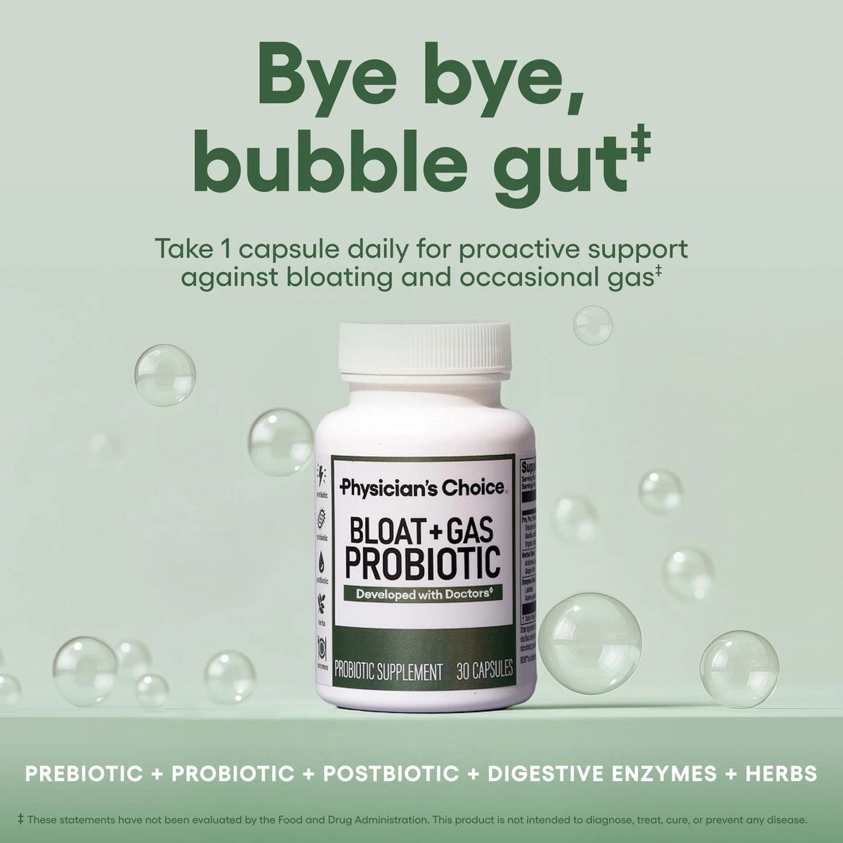 Bloat & Gas Probiotic 5-in-1 for Physician's Choice (30 Count)