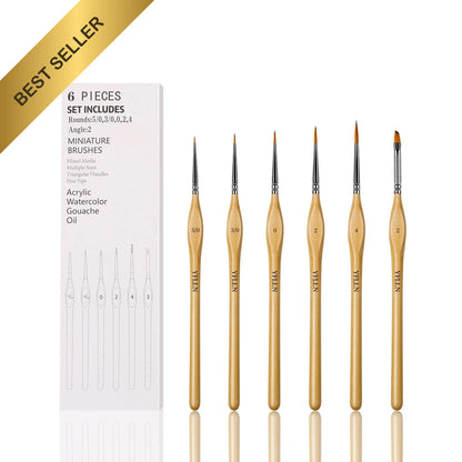 6Pcs Detail Miniature Paint Brushes Set for Acrylic Oil Figurine
