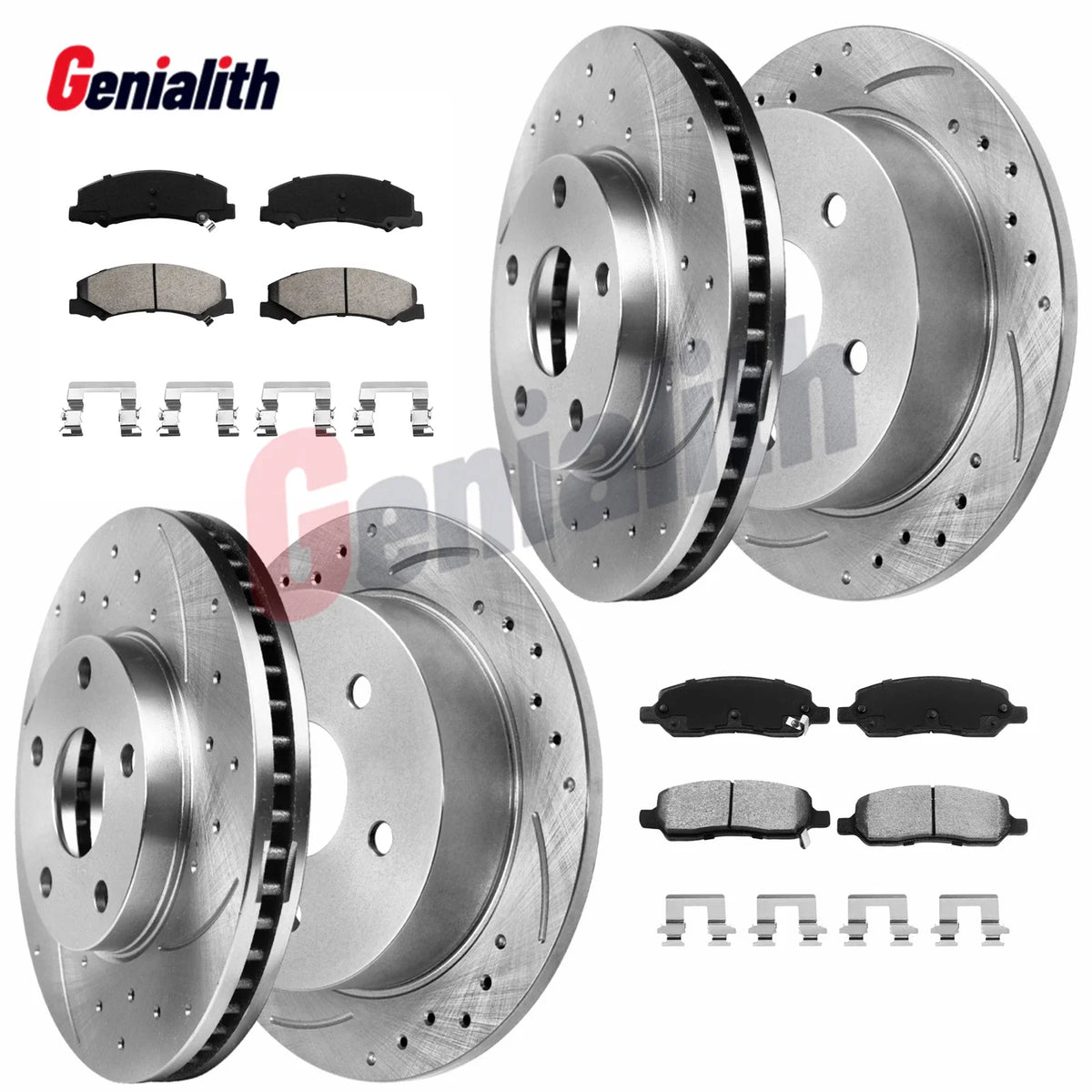 Set of 4 Drilled Rotors & Brake Pads for Buick Lucerne (2006–2011)