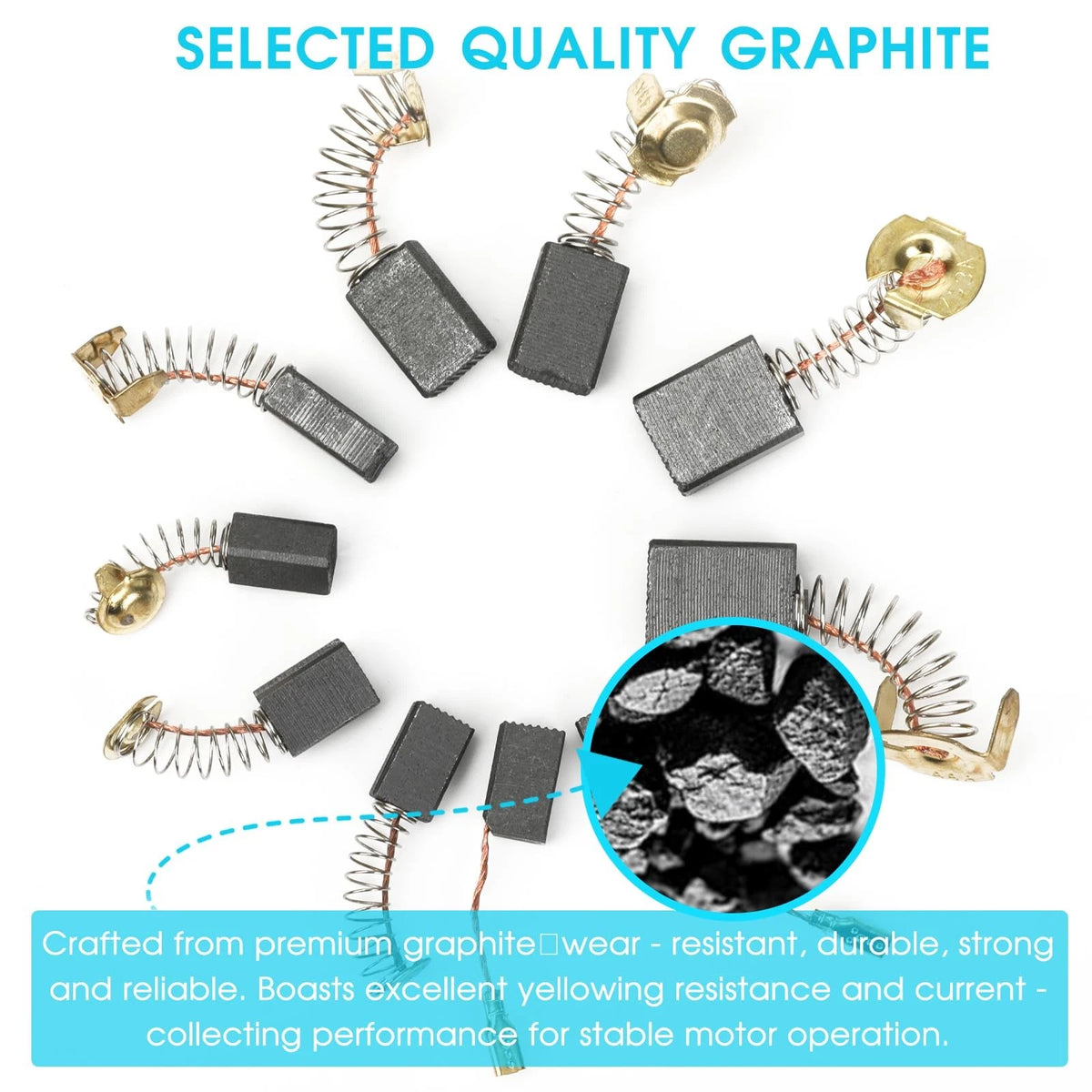 60 Pcs Electric Motor Carbon Brushes Set for Various Motors (Assorted Sizes)