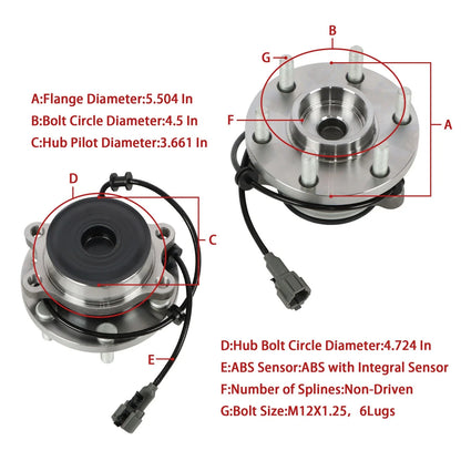 Front Wheel Bearing Hub for Nissan Frontier Pathfinder Xterra Equator (2005–2012)