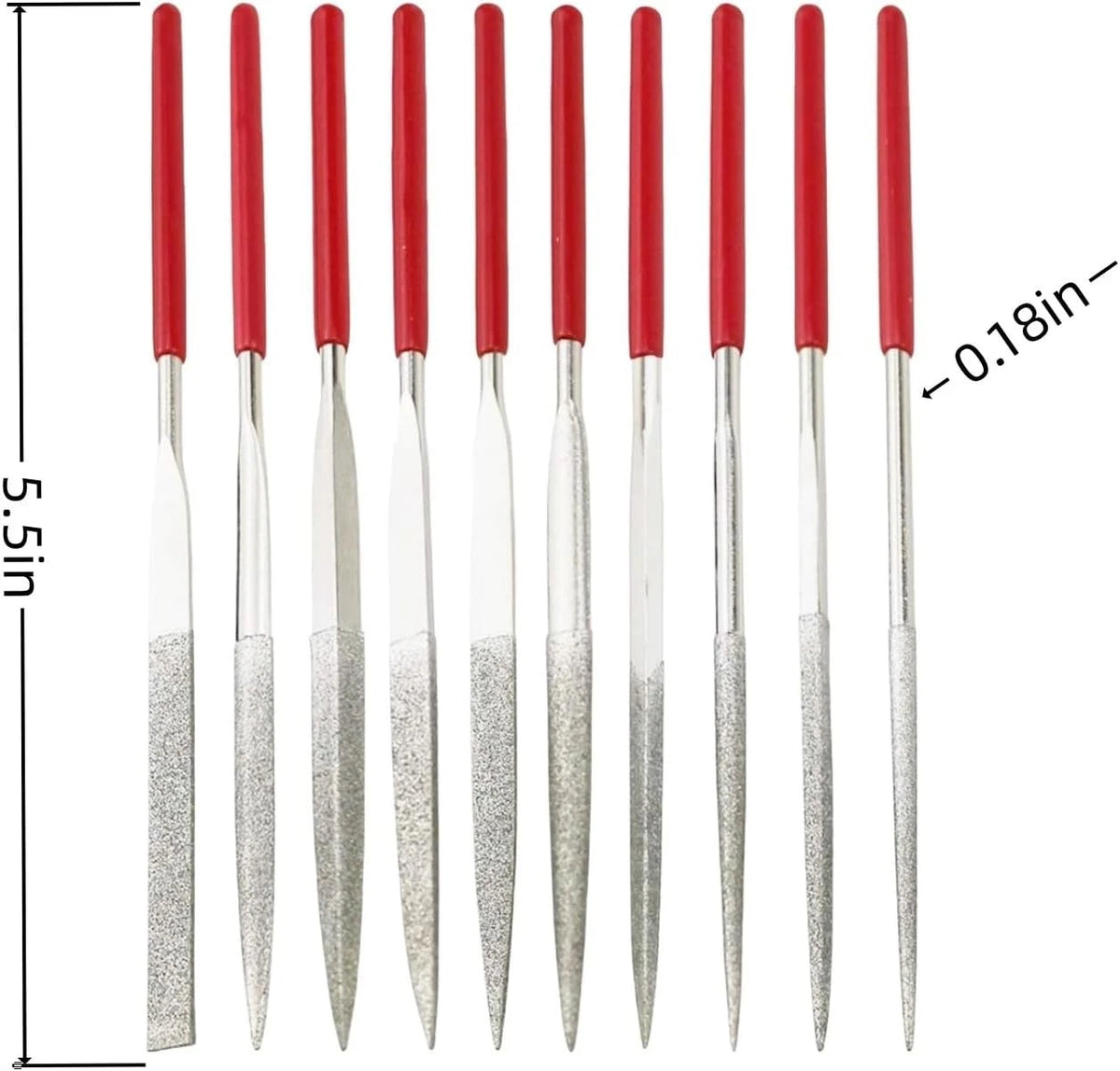 10-Piece Diamond Needle File Set for Jewelers (3x140mm)