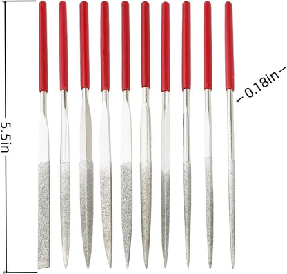 10-Piece Diamond Needle File Set for Jewelers (3x140mm)