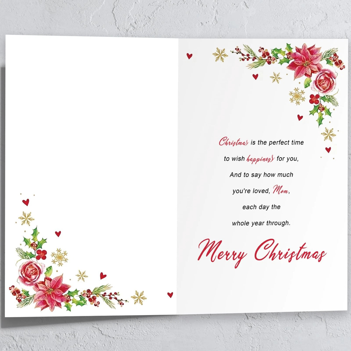 Merry Christmas Card for Mom, 8 x 5.3 Inches