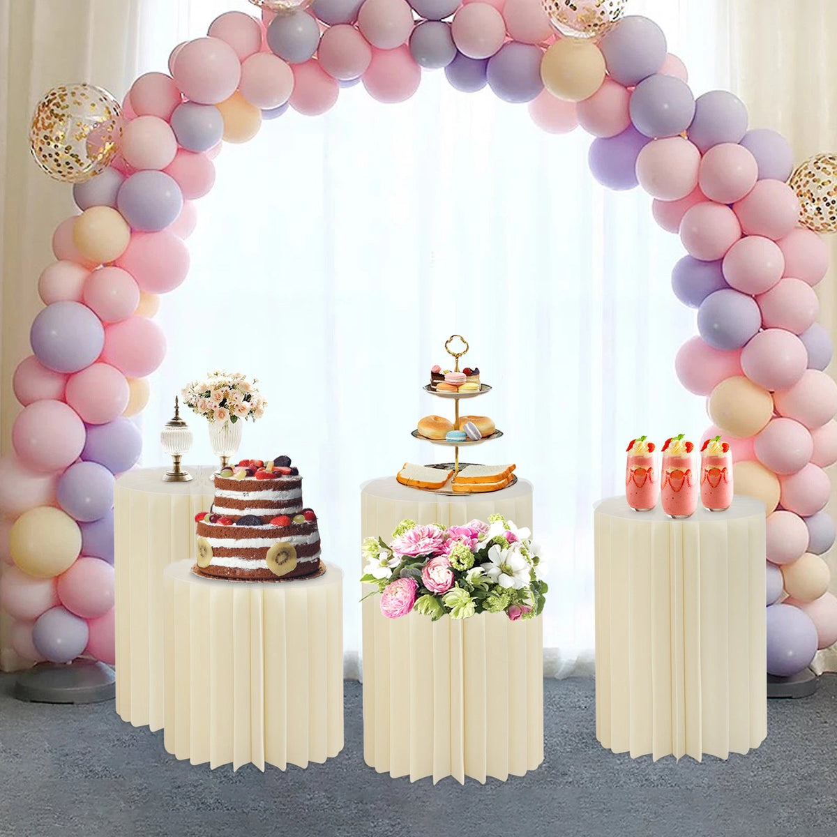 5Pcs Foldable Paper Column Display Stands for Wedding Flower Arrangements