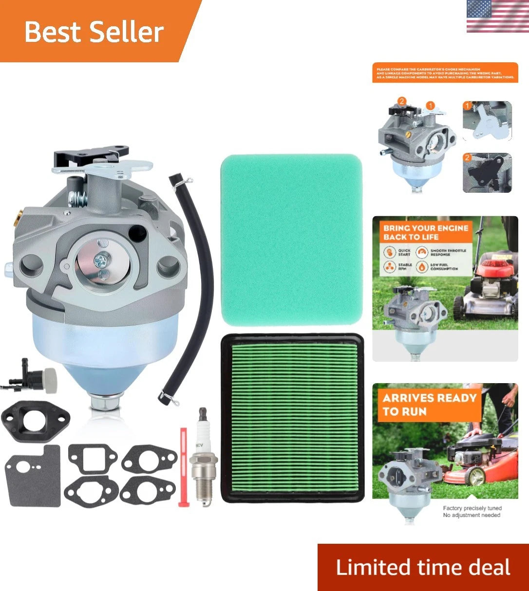 Carburetor for Honda HRX 217 (GCV 190) Lawn Mower