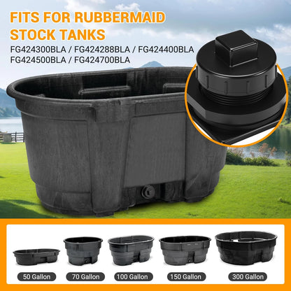 Stock Tank Drain Plug Kit for Rubbermaid 50, 70, 100, 150, 300 Gallon