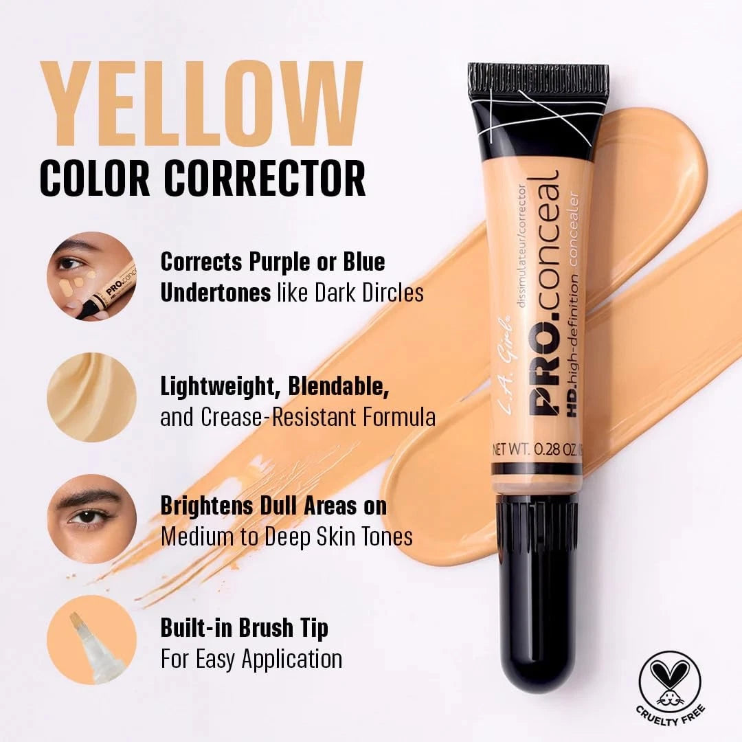 L.A. Girl Pro Conceal HD Concealer Yellow Corrector for All Models (0.28 oz)