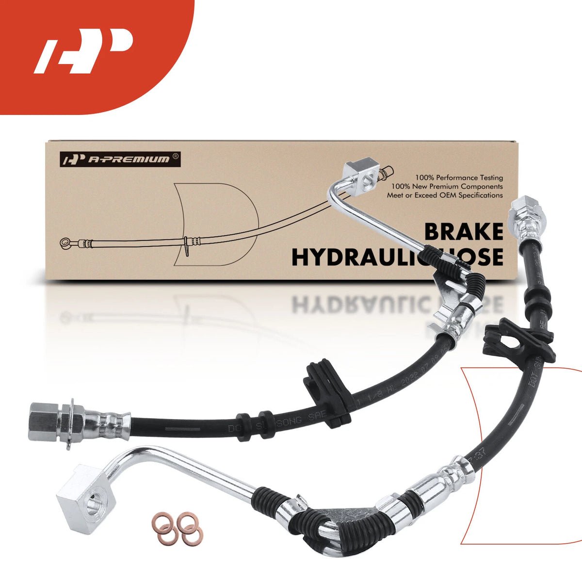 2X Front Brake Hydraulic Hose for Ford Freestar (2006–2007) - 6F2Z2078AL, 6F2Z2078AR, 6F2Z2078AB