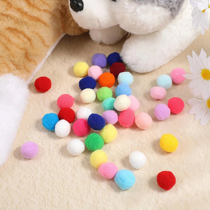 100 Pcs Colorful Pom Cat Toy Balls for Cats (No Specific Years)