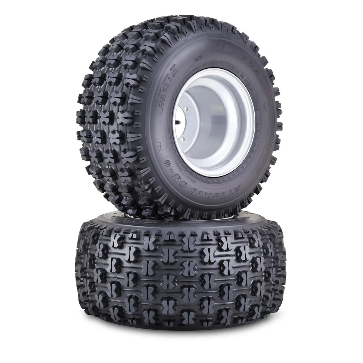 Set of 4 WANDA 20X10-9 GNCC ATV Tires with 4/110mm PCD Silver Wheels 10081