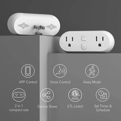 Dual Outlet Smart Plug for Alexa & Google Assistant