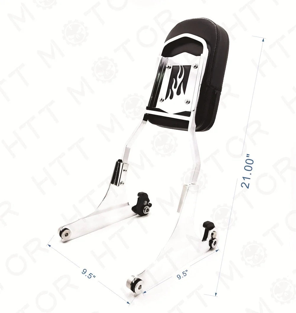 Detachable Backrest Sissy Bar Chrome Flame for Harley Softail FXSTC FLSTC (1984–1999)