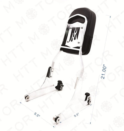 Detachable Backrest Sissy Bar Chrome Flame for Harley Softail FXSTC FLSTC (1984–1999)