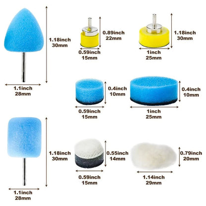 22 Pcs Mini Buffing Polishing Pads Kit for Car Detailing (0.59inch, 1inch)