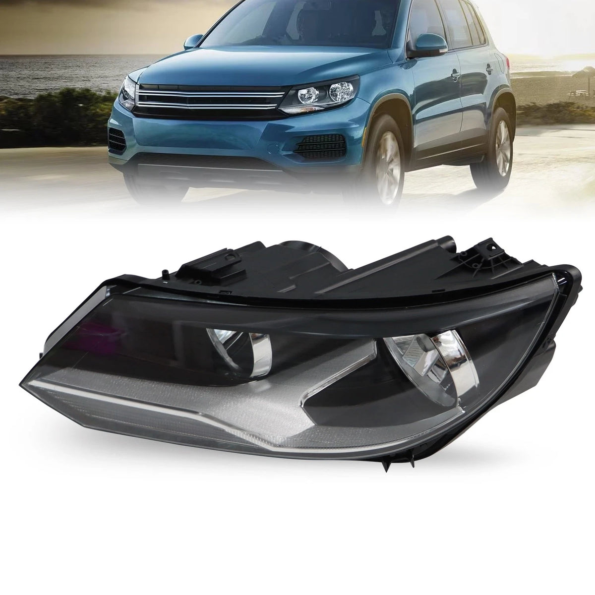 Headlight for Volkswagen Tiguan (2012–2017) - Left Driver Side, Halogen, 114-59574L, 5N0941005, VW2502152