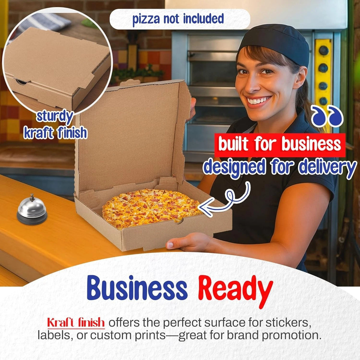 Pack of 50 Brown Pizza Boxes 14" x 14" x 2" B-Flute Corrugated