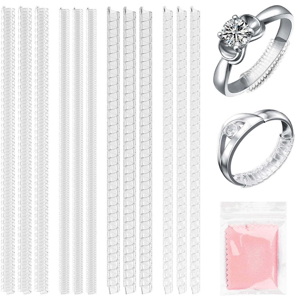 12 Pack Ring Sizer for Loose Rings - Invisible Clear