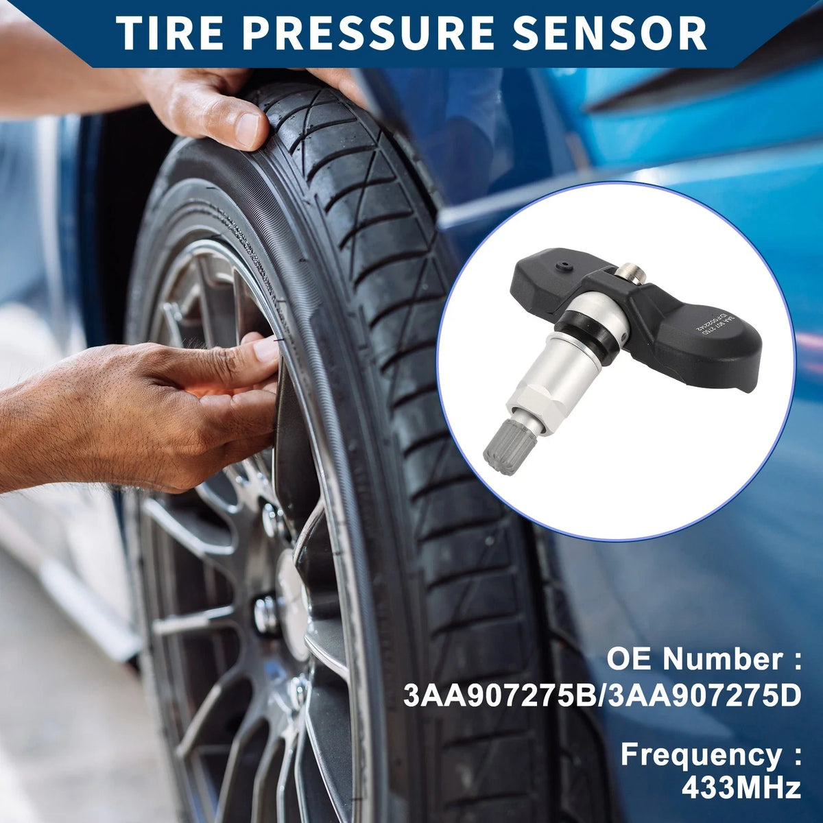 Tire Pressure Sensor 3AA907275B/3AA907275D for Volkswagen Tiguan (2012–2017)