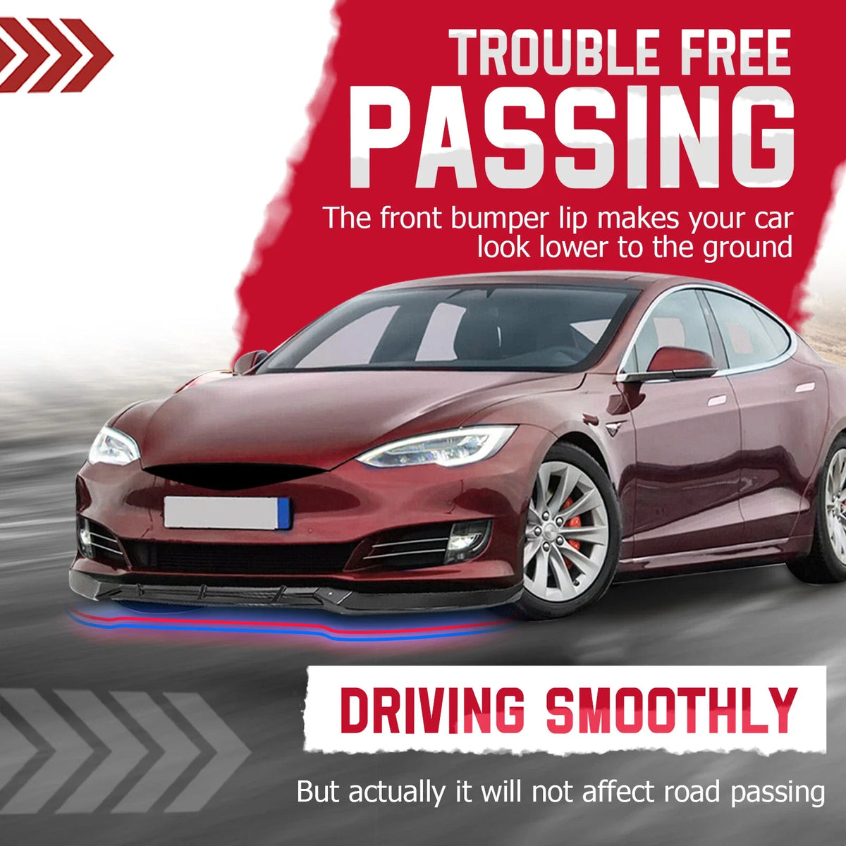Front Bumper Lip Splitter Spoiler for Tesla Model S (2016–2020)