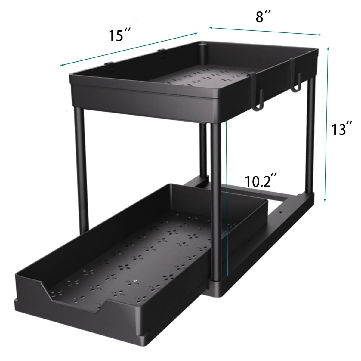 Under Sink Organizer for Bathroom Cabinet (2 Pack) - 2 Tier Black