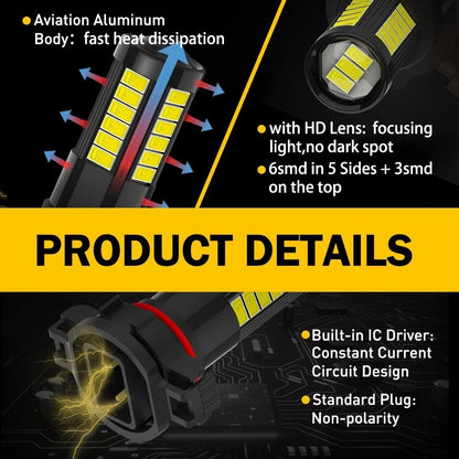 AUXITO PSX24W 2504 33-SMD LED Fog Lights DRL Bulb 6000K for