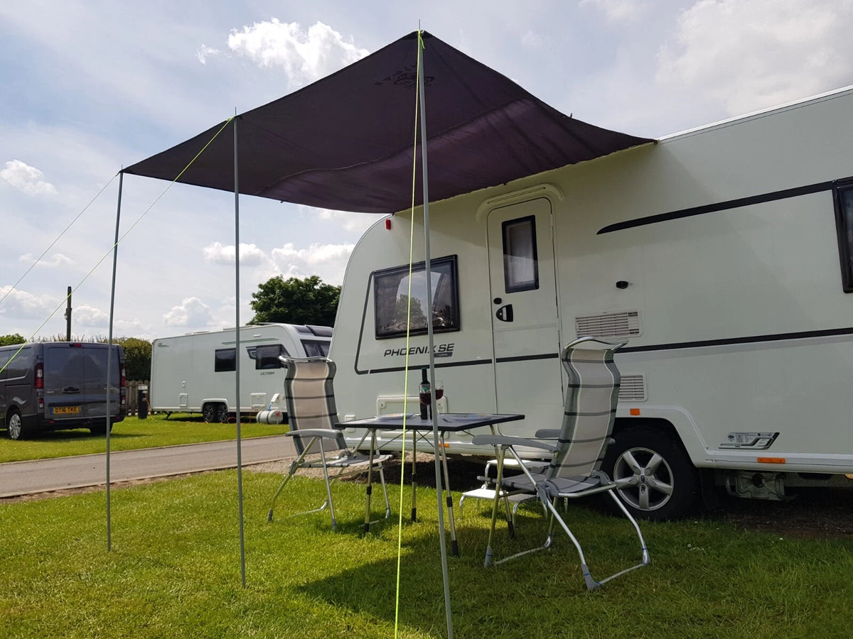 2X Awning Canopy for Caravan Campervan (Square 2.4m x 2.4m) BLACK
