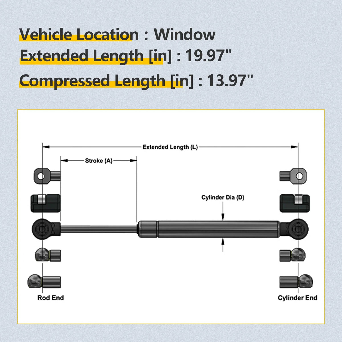 2X Rear Window Lift Supports for Chevrolet Trailblazer (2002–2008)