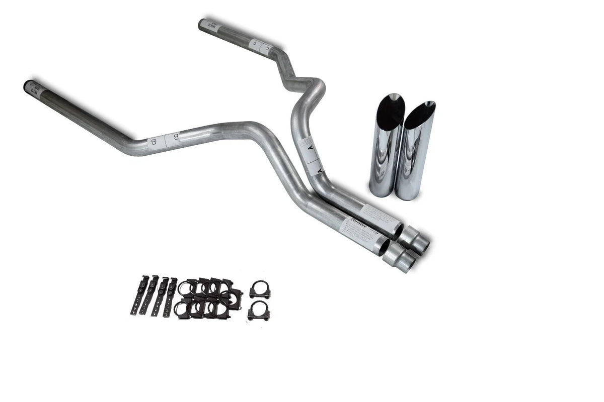 3" Dual Exhaust Kit for Ford F-150 (1987–1997) No Muffler Slash Tips