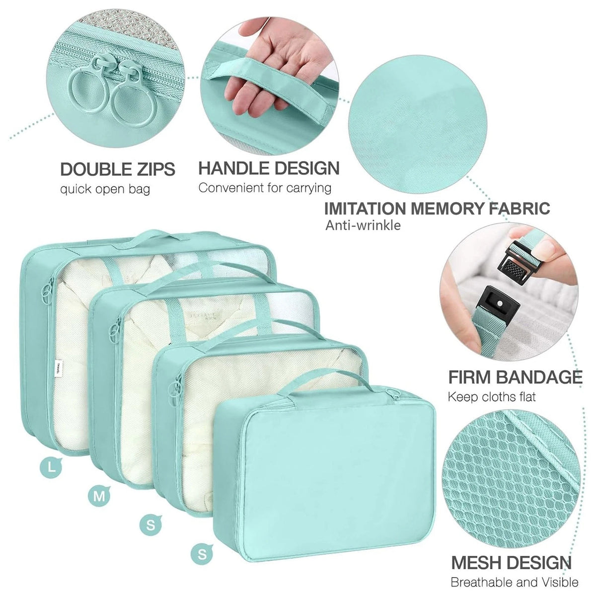 7PCS Travel Storage Bag Set for Clothes, Shoes, Toiletries