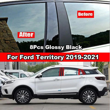8pcs Gloss Black Pillar Post Stickers for Ford Territory (2019–2021)