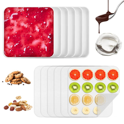 Set of 12 Silicone Dehydrator Sheets for Food Preservation (11 x 11 inches)
