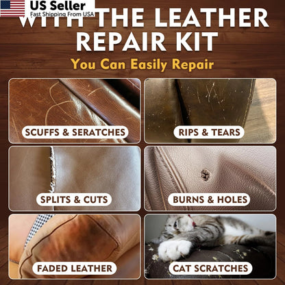 Brown Leather Repair Kit for Furniture, Couch, Car