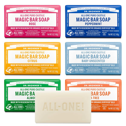 Set of 6 Dr. Bronner's Pure-Castile Magic Bar Soaps (5 Ounce)