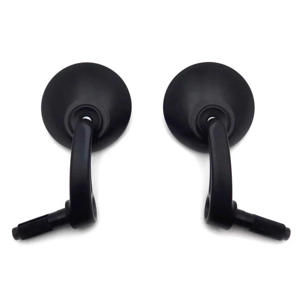1 Pair Black Round Bar End Rearview Side Mirror for Cafe Racer