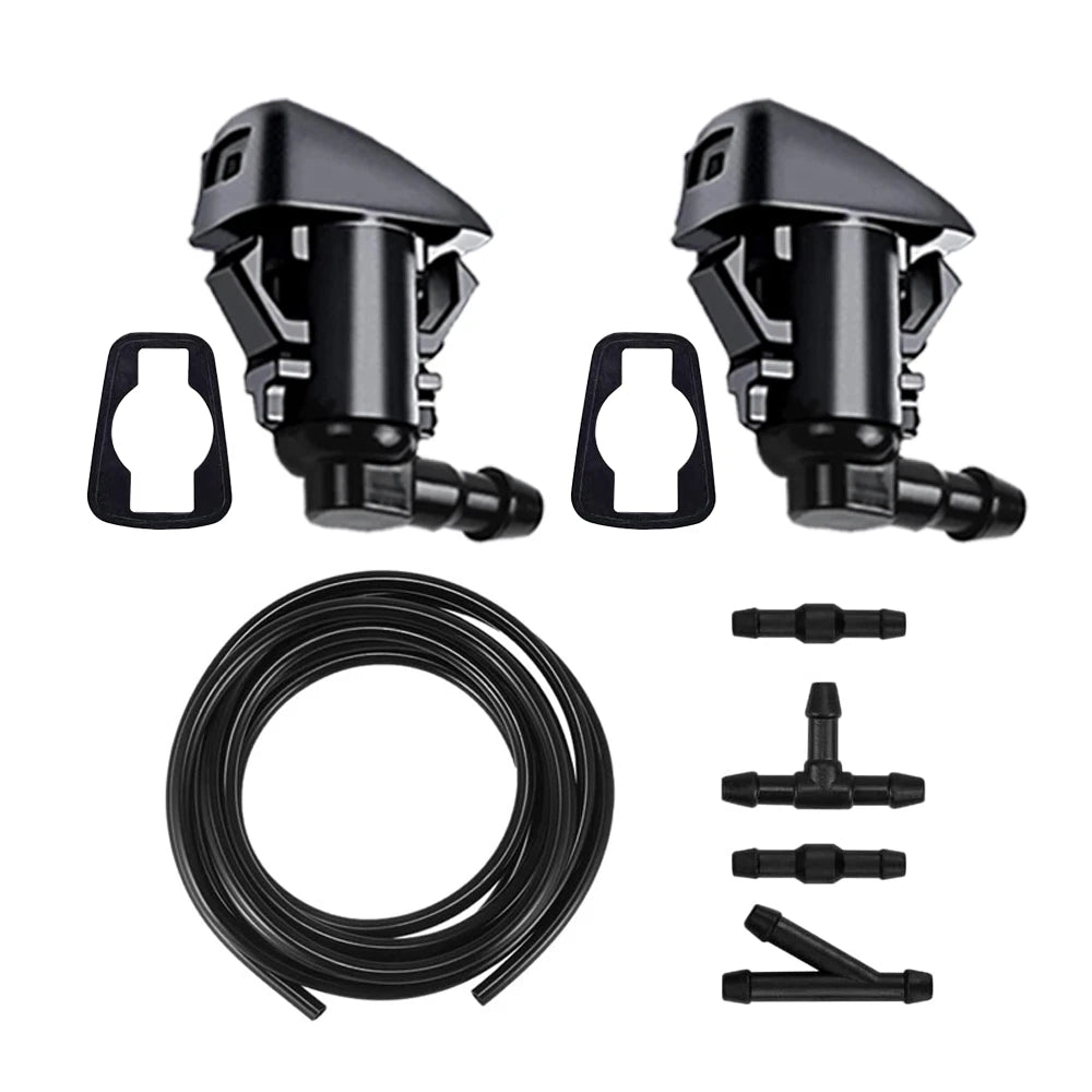 2X Windshield Wiper Washer Nozzle Spray Jet Kit for Car (L-shaped, 2M)