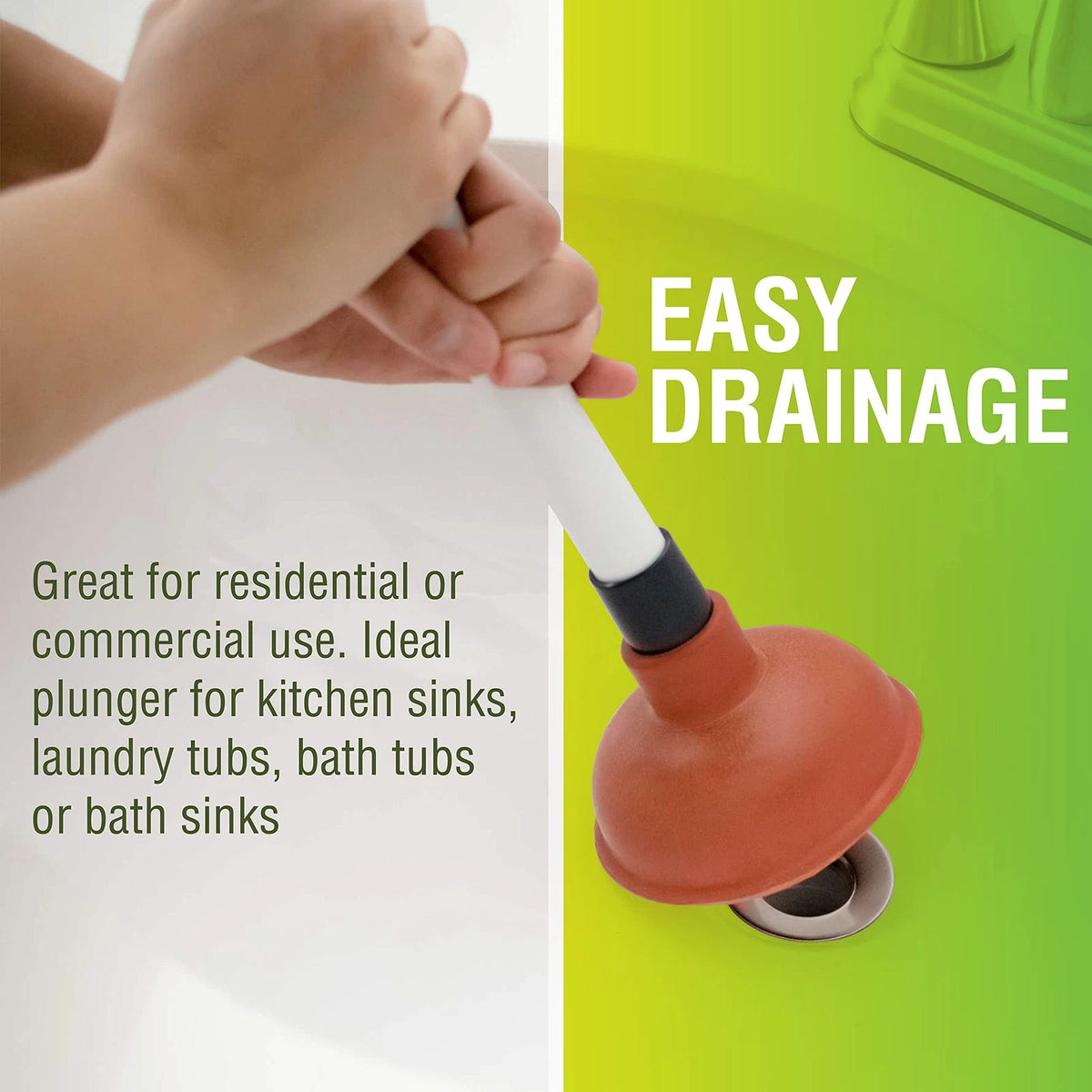 Mini Plunger for Sink Drain (Bathrooms, Kitchens, Baths, Showers)