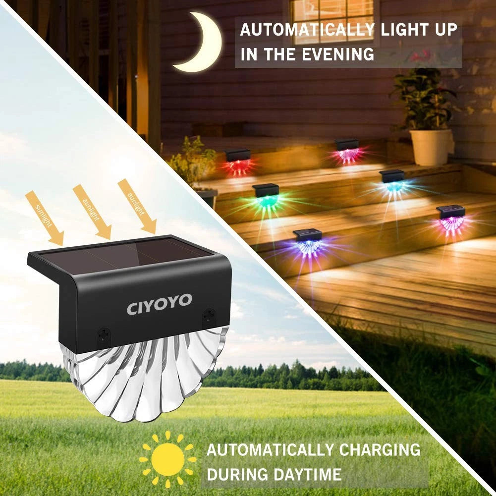 8 Pack Solar Deck Lights for Outdoor Use - Waterproof Solar Step & Fence Lights