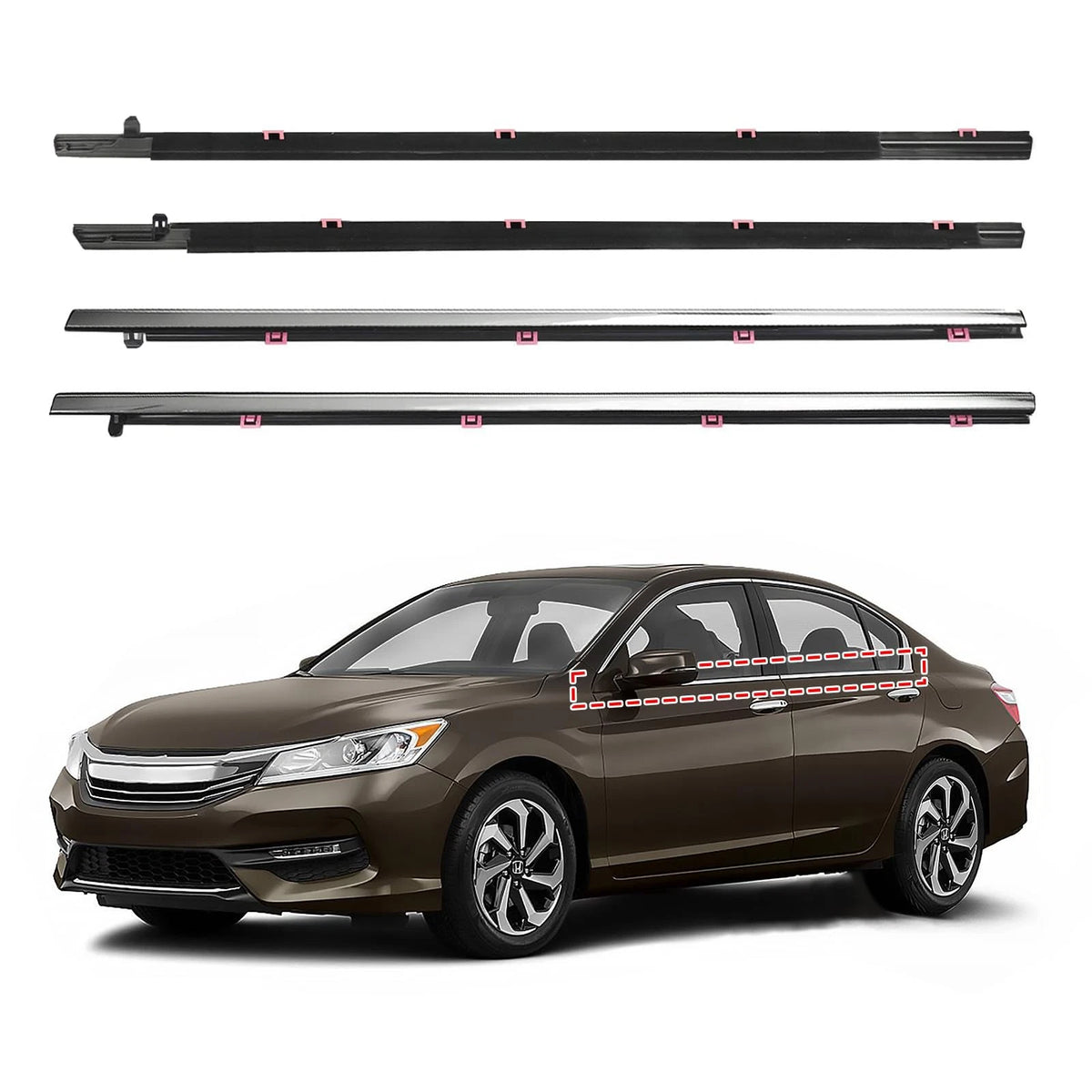 Window Molding Trim for Honda Accord 4-Door Sedan (2013–2018) Chrome