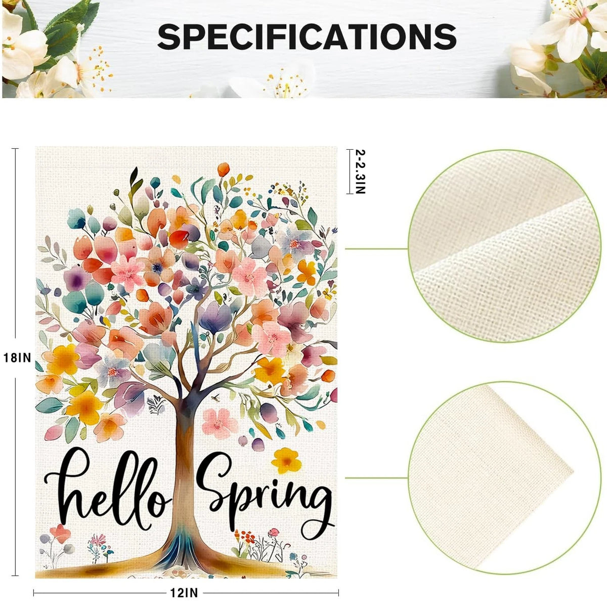 Hello Spring Garden Flag 12x18 Inch Double Sided Outdoor Decor