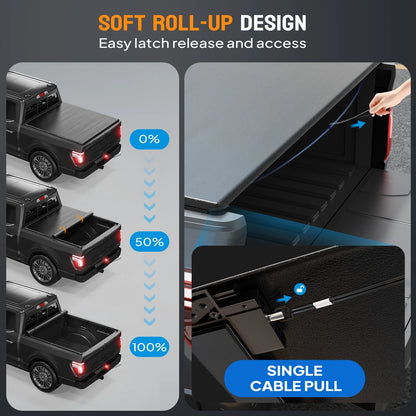 5.5FT Soft Roll Up Tonneau Cover for Ford F150 (2015–2025) GT-0048