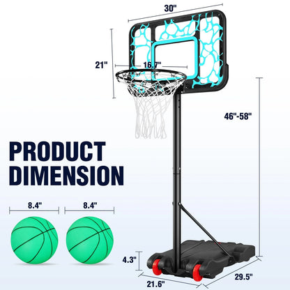 Adjustable Pool Basketball Hoop for Swimming (7 Heights) - Blue