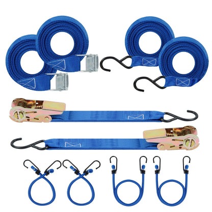 8 Piece Buckle Ratchet Tie Down Straps for Vehicle Luggage Roof Rack