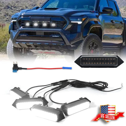 Set of 4 Smoked White LED Front Grille Lights for Toyota Tacoma (2024–2024)
