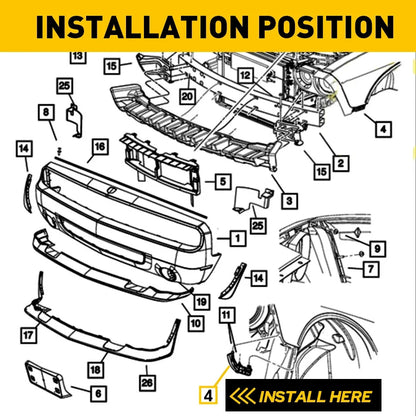 Set of 2 Front Bumper Retainer Brackets for Dodge Challenger (2015–2021)