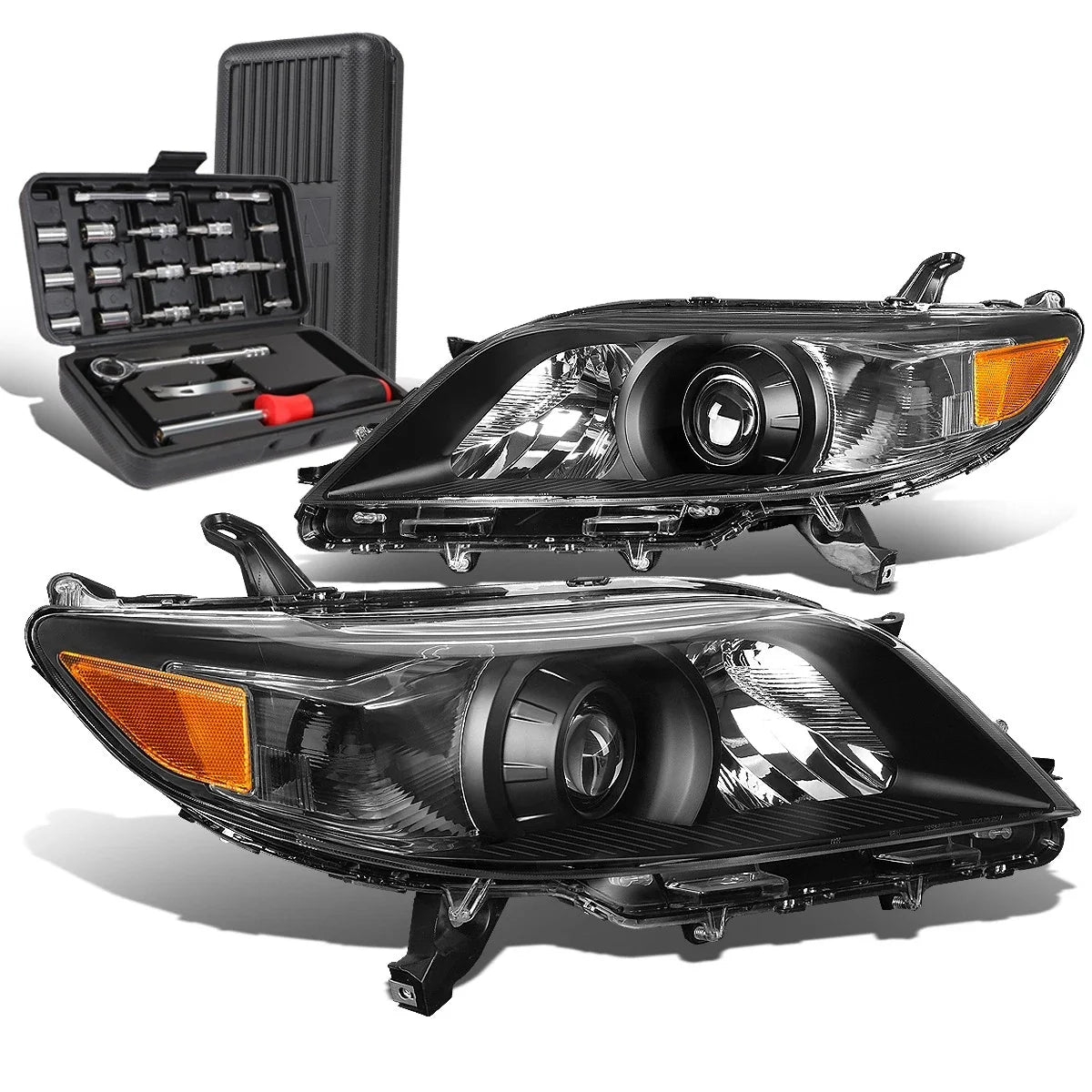 Projector Headlight Lamp for Toyota Sienna (2011–2020) - Black Amber
